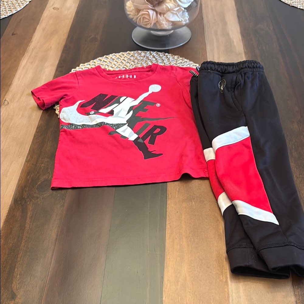 Nike Kids Red and Black Jogger Set